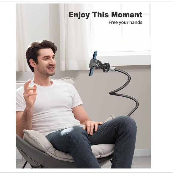 Gooseneck Bed Phone Holder, Flexible Long Arm Phone Mount for Desk Clamp Clip - Picture 2 of 8